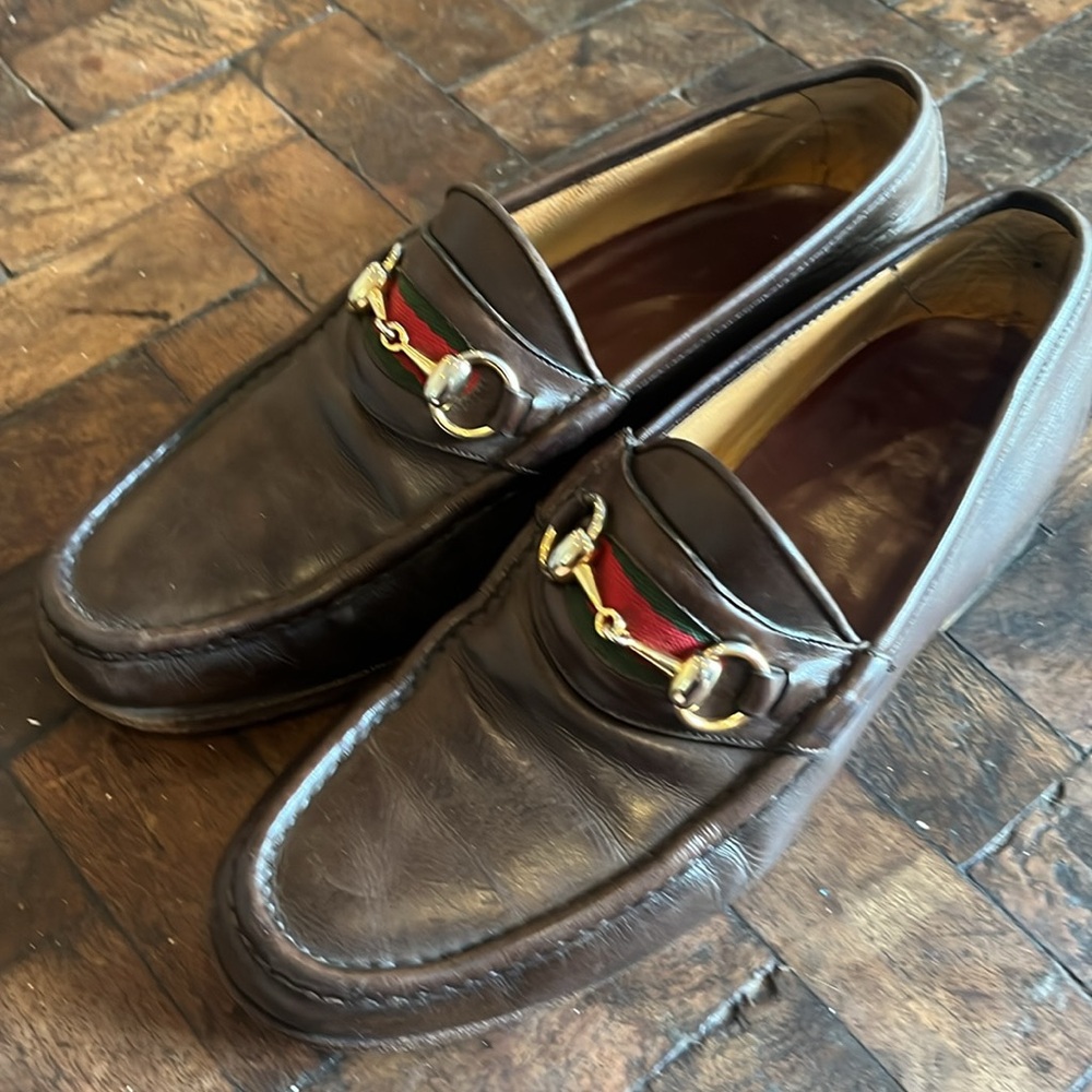 Gucci Men's Brown Horsebit Leather Loafers